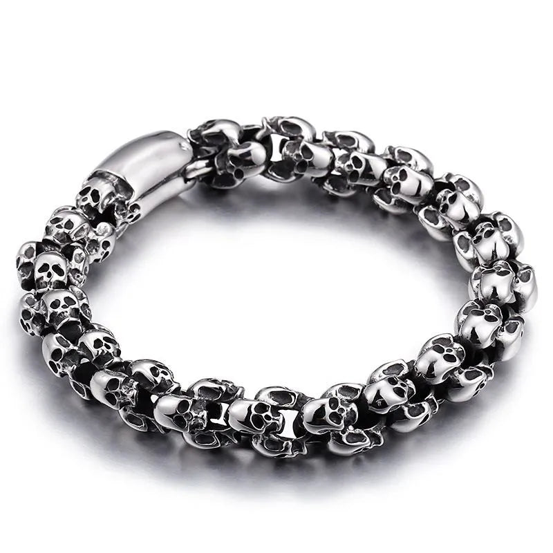 Vintage Skull Sterling Silver Bracelet