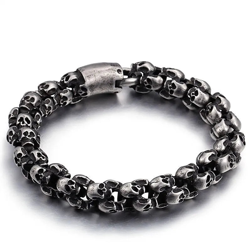 Vintage Skull Sterling Silver Bracelet