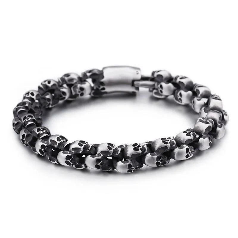 Vintage Skull Sterling Silver Bracelet