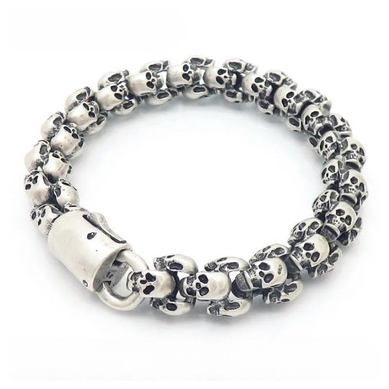 Vintage Skull Sterling Silver Bracelet