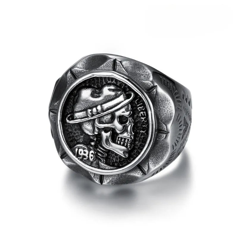 Vintage Skull  Sterling Silver Ring