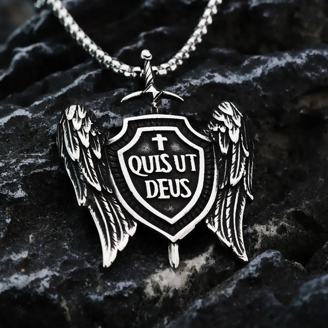 Vintage St Michael Cross Shield Pendant