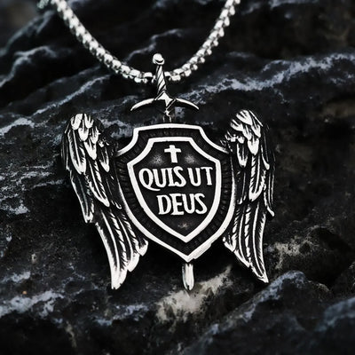 Vintage St Michael Cross Shield Pendant