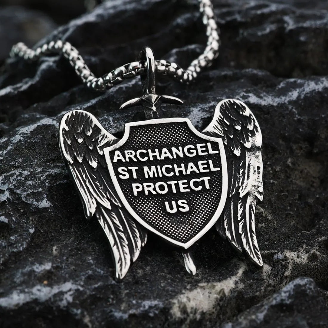 Vintage St Michael Cross Shield Pendant
