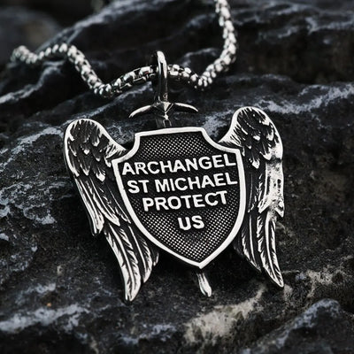 Vintage St Michael Cross Shield Pendant