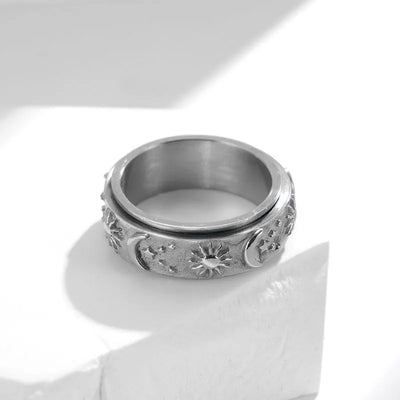Vintage Star Moon Sun Spinner Ring