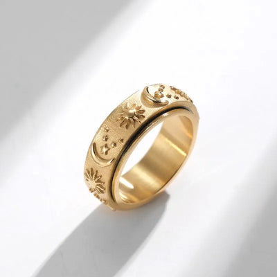 Vintage Star Moon Sun Spinner Ring