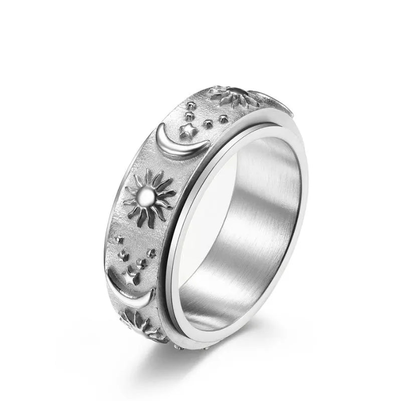 Vintage Star Moon Sun Spinner Ring