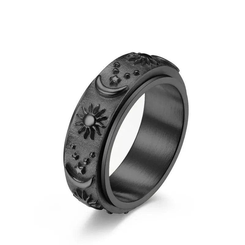 Vintage Star Moon Sun Spinner Ring