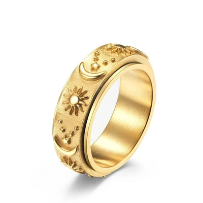 Vintage Star Moon Sun Spinner Ring