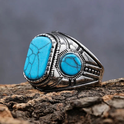 Vintage Three-Sided Blue Turquoise  Sterling Silver Ring