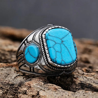 Vintage Three-Sided Blue Turquoise  Sterling Silver Ring