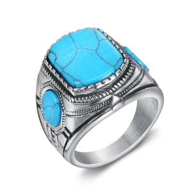 Vintage Three-Sided Blue Turquoise  Sterling Silver Ring