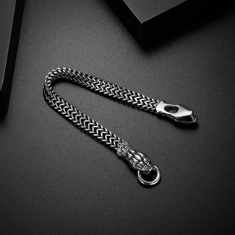 Vintage Two-headed Snake Sterling Silver Bracelet