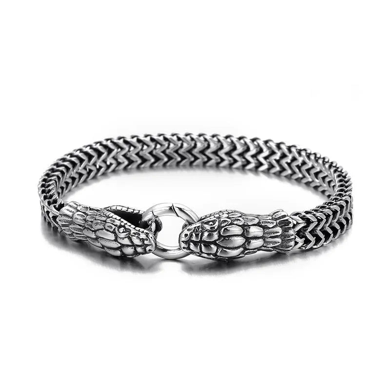 Vintage Two-headed Snake Sterling Silver Bracelet