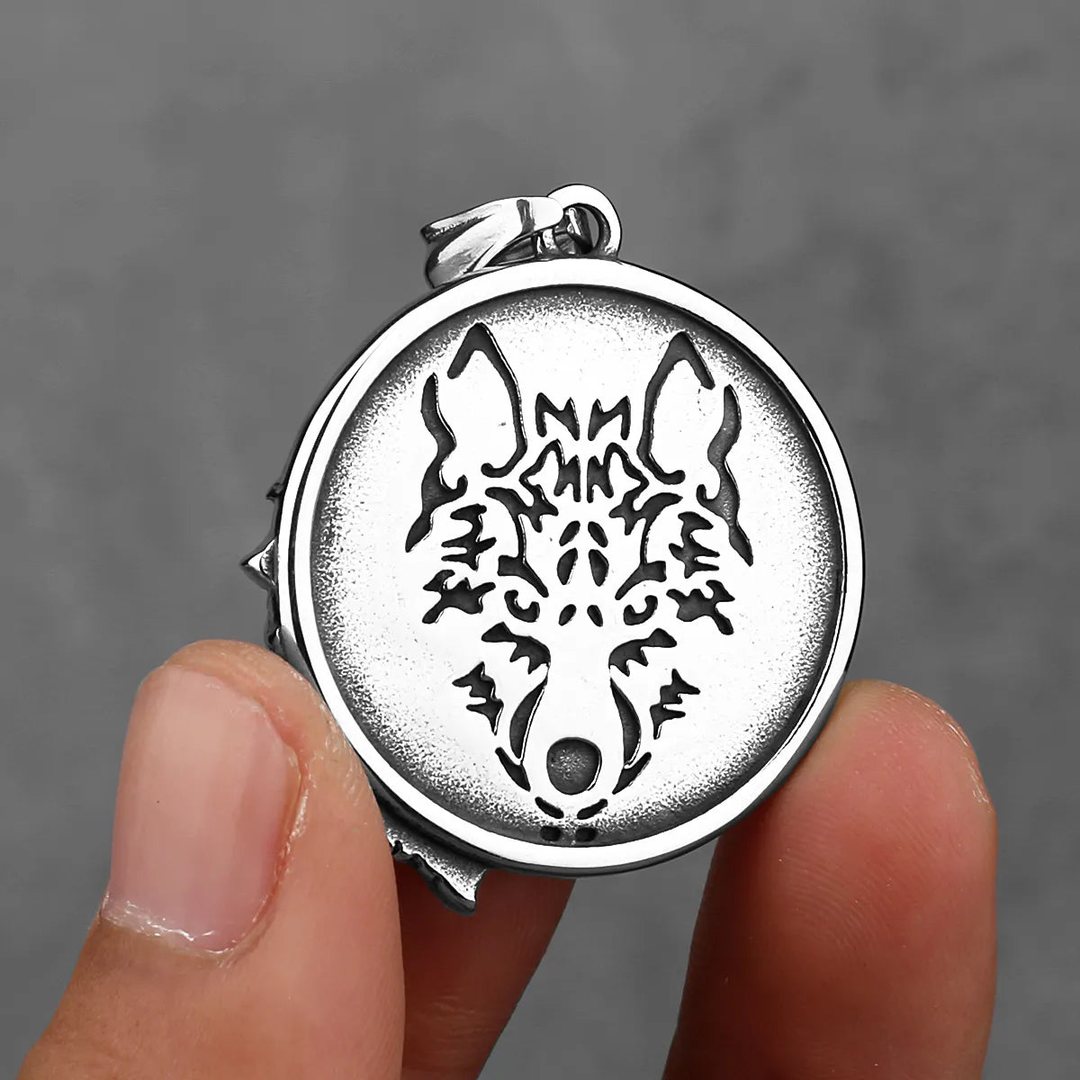 Vintage Viking Double Sided Wolf Head  Sterling Silver Pendant
