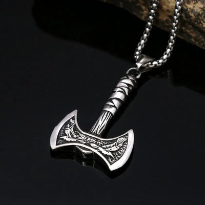 Vintage Viking Double sided hatchet  Sterling Silver Pendant Necklace