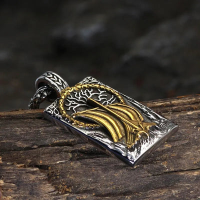Vintage Viking Pirate Ship  Sterling Silver Pendant
