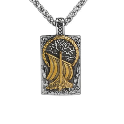 Vintage Viking Pirate Ship  Sterling Silver Pendant