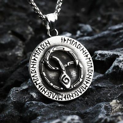 Vintage Viking Rune Snake  Sterling Silver Pendant