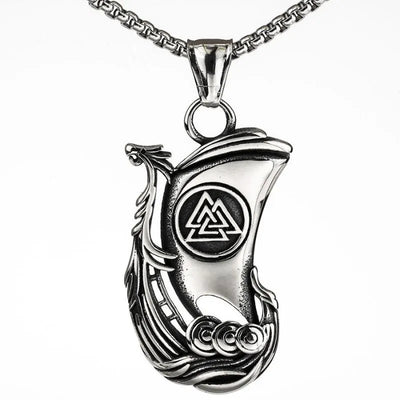Vintage Viking Ship Valknut Pendant