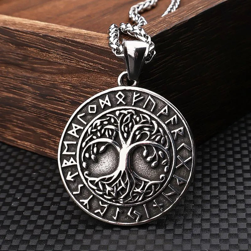 Vintage Viking Tree Of Life  Sterling Silver Pendant Necklace