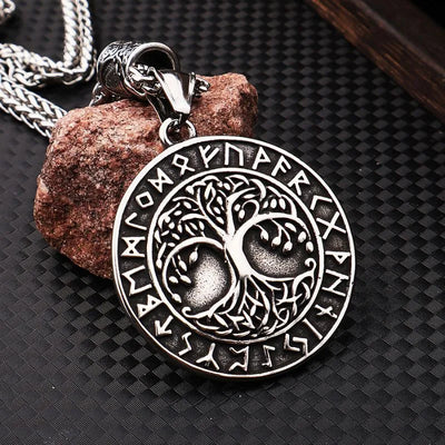 Vintage Viking Tree Of Life  Sterling Silver Pendant Necklace