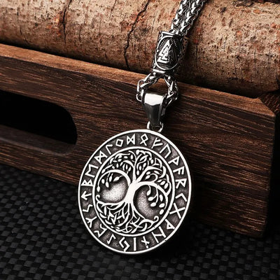Vintage Viking Tree Of Life  Sterling Silver Pendant Necklace