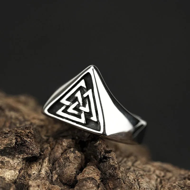 Vintage Viking Valknut  Sterling Silver Ring