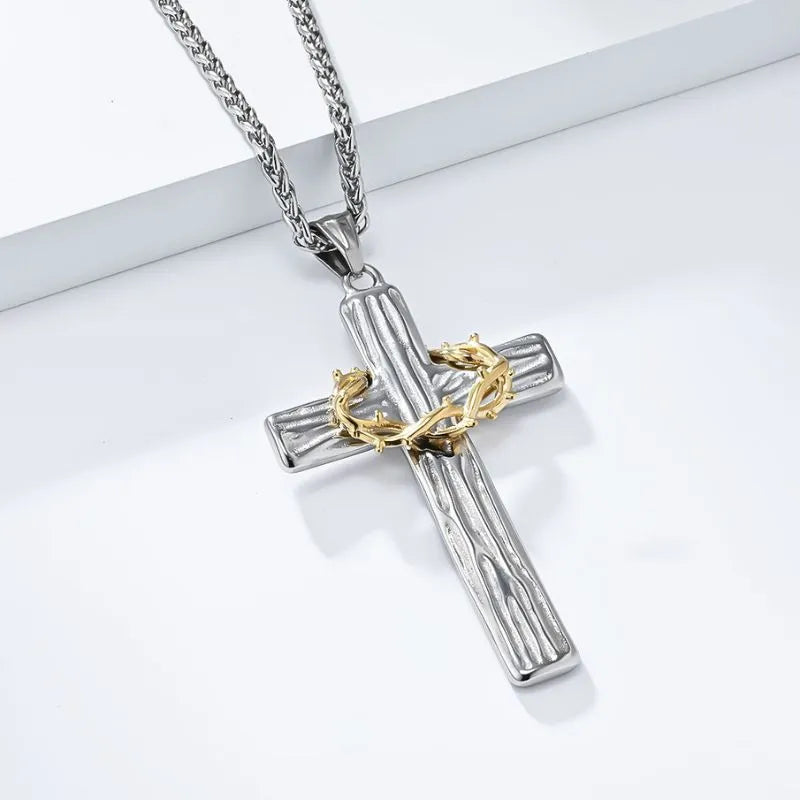 Vintage Wreath Cross Pendant