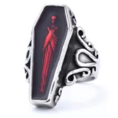 Vintage Zombie Coffin  Sterling Silver Ring