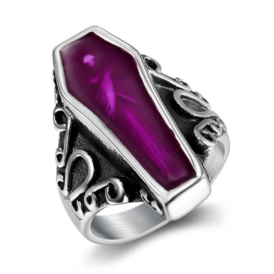Vintage Zombie Coffin  Sterling Silver Ring