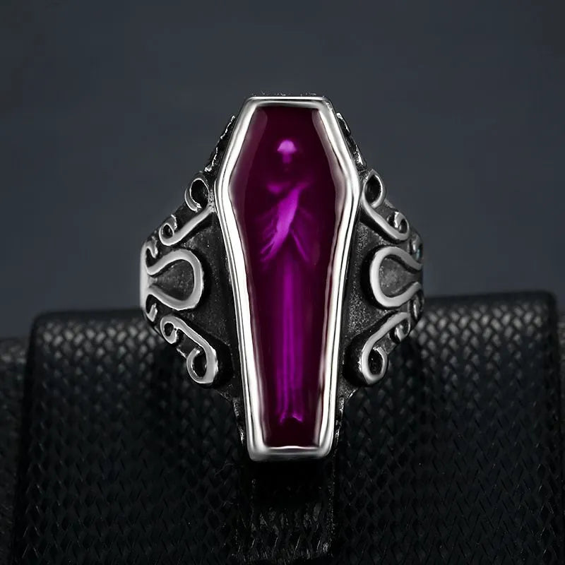 Vintage Zombie Coffin  Sterling Silver Ring