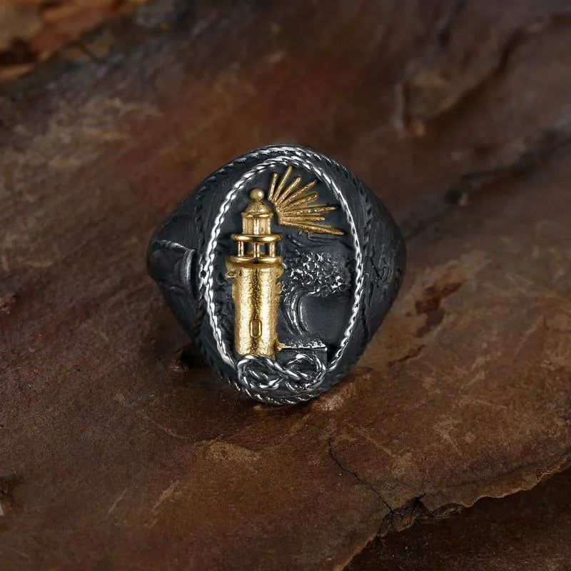 Vintage lighthouse  Sterling Silver Ring