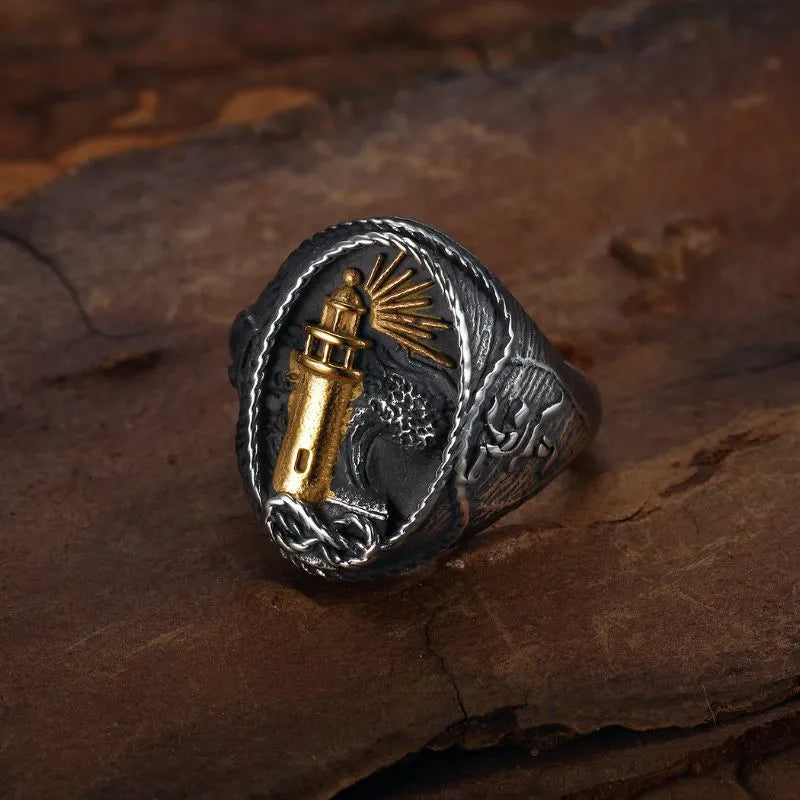Vintage lighthouse  Sterling Silver Ring