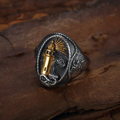 Vintage lighthouse  Sterling Silver Ring
