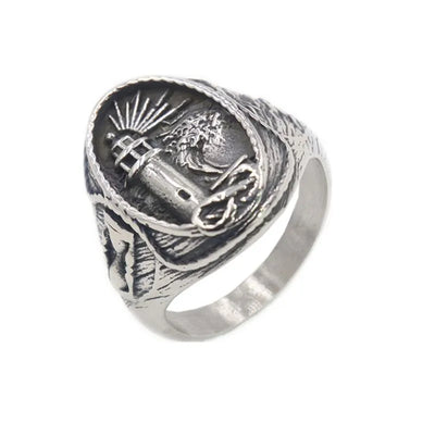 Vintage lighthouse  Sterling Silver Ring