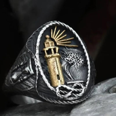 Vintage lighthouse  Sterling Silver Ring