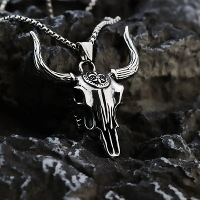 Vintage Bull Head  Sterling Silver Pendant