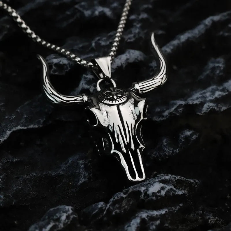 Vintage Bull Head  Sterling Silver Pendant