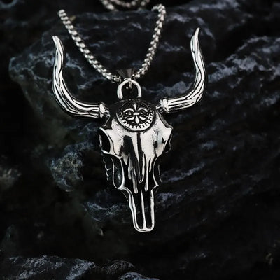 Vintage Bull Head  Sterling Silver Pendant