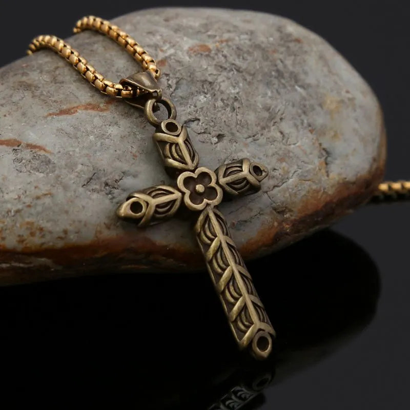 Vintage Cross  Sterling Silver Pendant Necklace