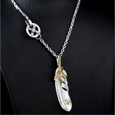Vintage Eagle Claw Feather  Sterling Silver Pendant Necklace