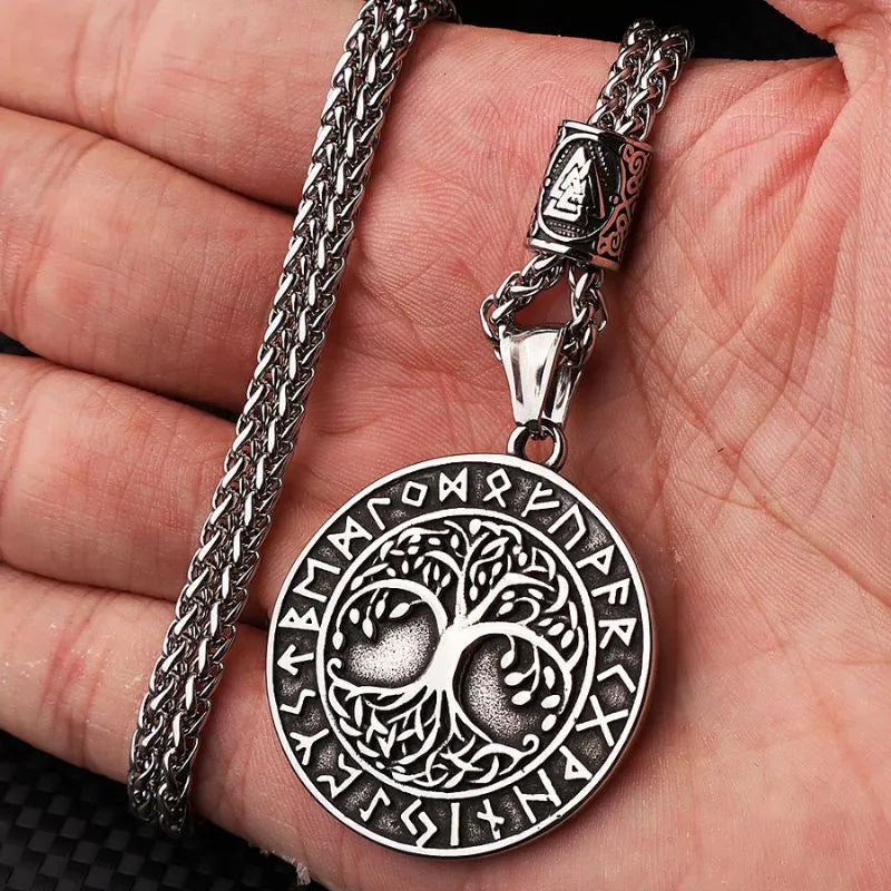 Vintage Viking Tree Of Life  Sterling Silver Pendant Necklace