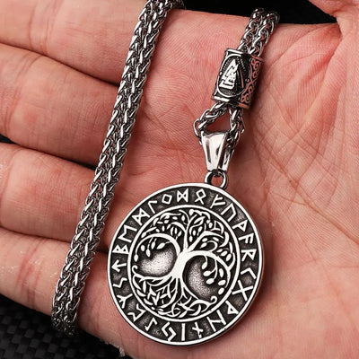 Vintage Viking Tree Of Life  Sterling Silver Pendant Necklace