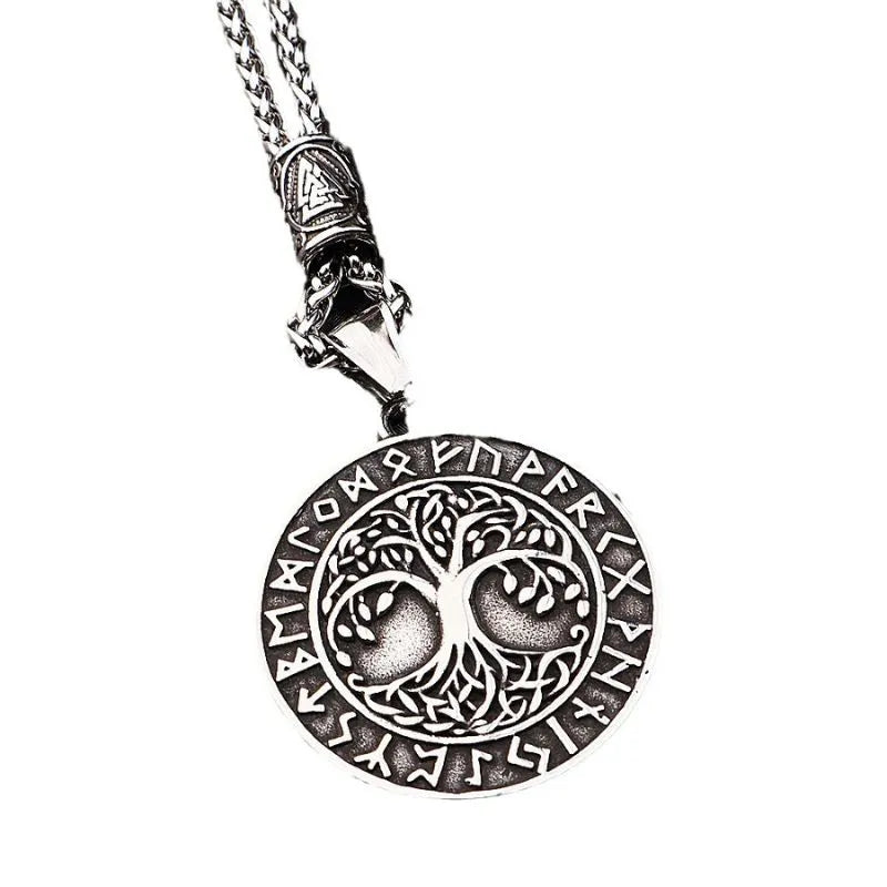 Vintage Viking Tree Of Life  Sterling Silver Pendant Necklace
