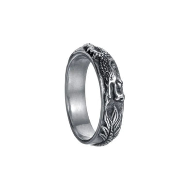 Vintage Engraved Dragon  Sterling Silver Ring