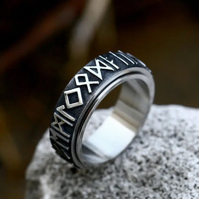 Vintage Viking Rune  Sterling Silver Spinner Ring