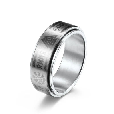 Vintage Viking Valknut Rune Compass  Sterling Silver Spinner Ring