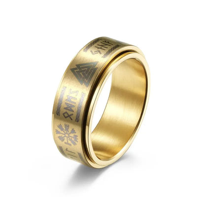 Vintage Viking Valknut Rune Compass  Sterling Silver Spinner Ring